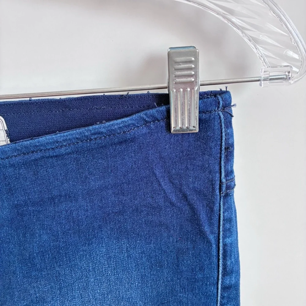 Free People Penny Pull On Jeans blue denim faded flare wide leg stretchy